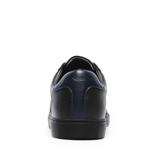 Men's Supportive Vegan Leather Fashion Sneakers - ALL BLACK - 4